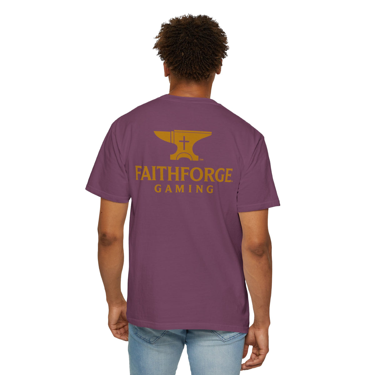 FaithForge Gaming T-Shirt — Logo Tee with Anvil & Cross (Christian Gamer Apparel)
