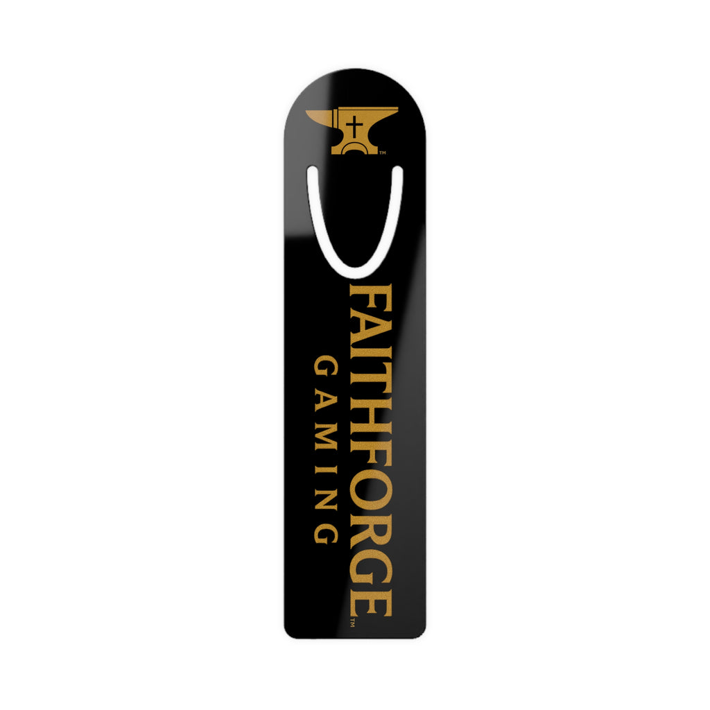 FaithForge Gaming Metal Bookmark — Black & Gold Christian Gamer Bookmark