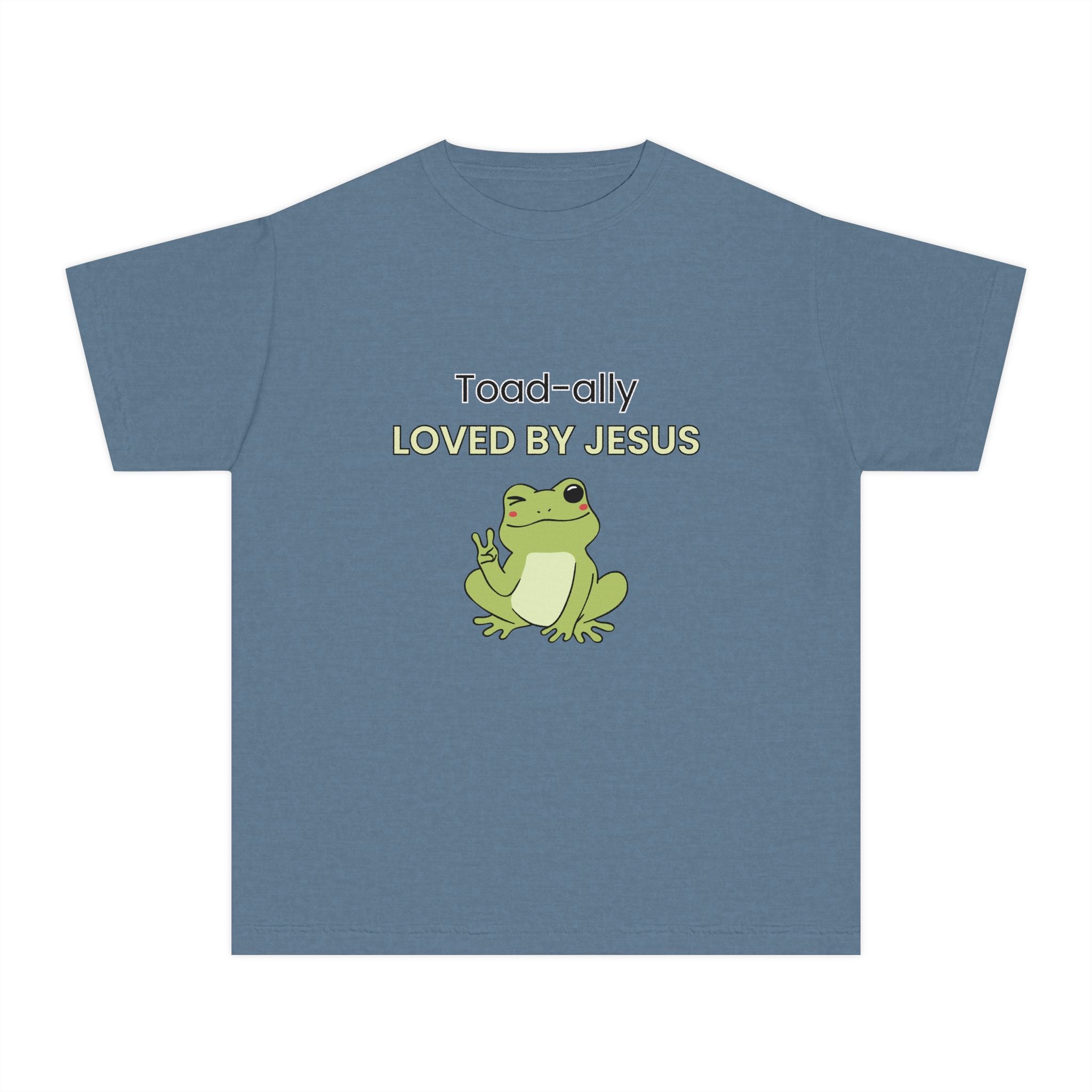 Kids Tee - "Toad-ally Loved by Jesus" Cute Frog Christian Youth T-Shirt