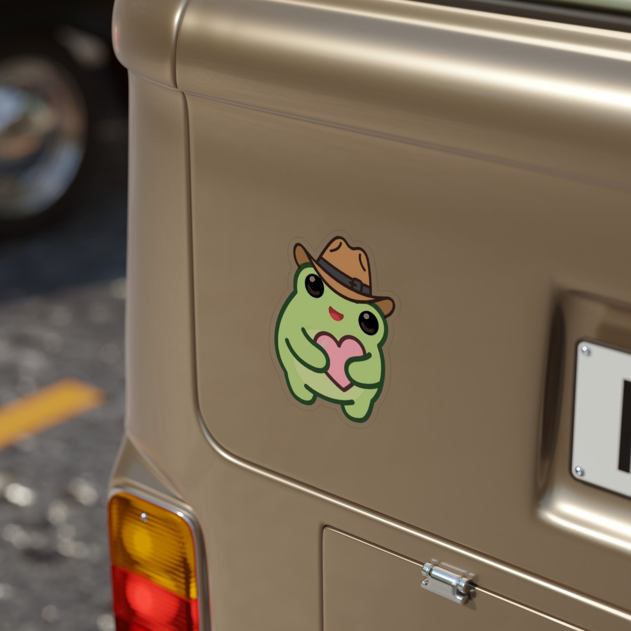 Heart Frog Die-Cut Outdoor Clear Sticker - Waterproof Transparent Logo Decal Best on Light Surfaces