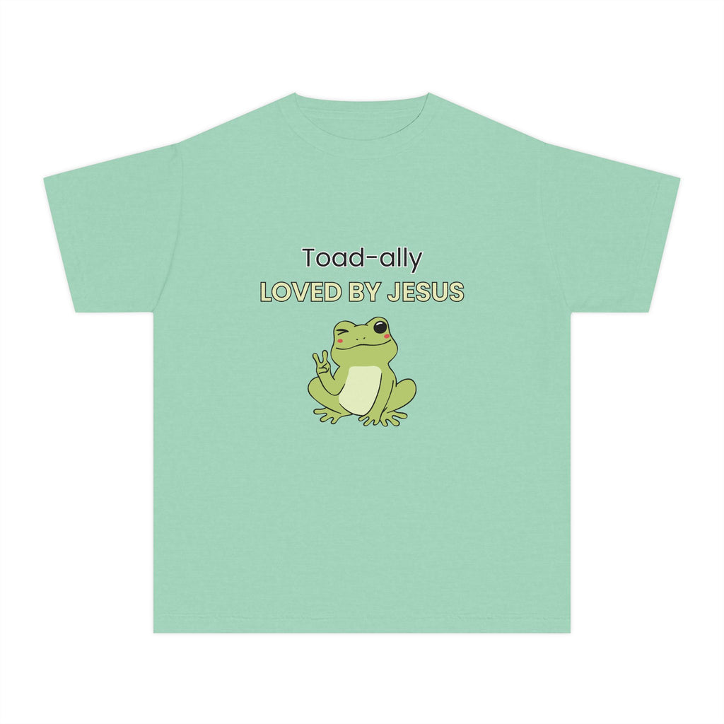 Kids Tee - "Toad-ally Loved by Jesus" Cute Frog Christian Youth T-Shirt