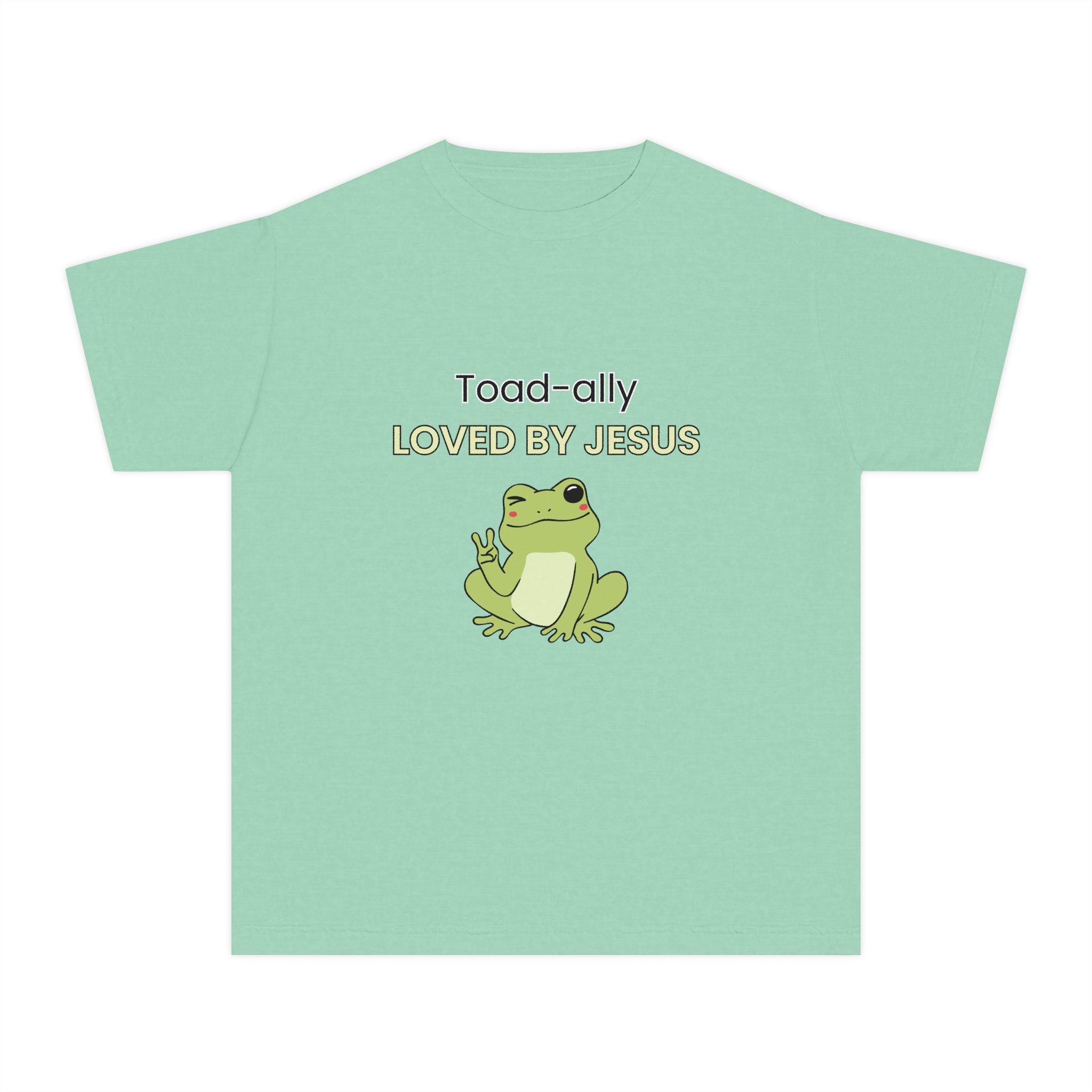 Kids Tee - "Toad-ally Loved by Jesus" Cute Frog Christian Youth T-Shirt