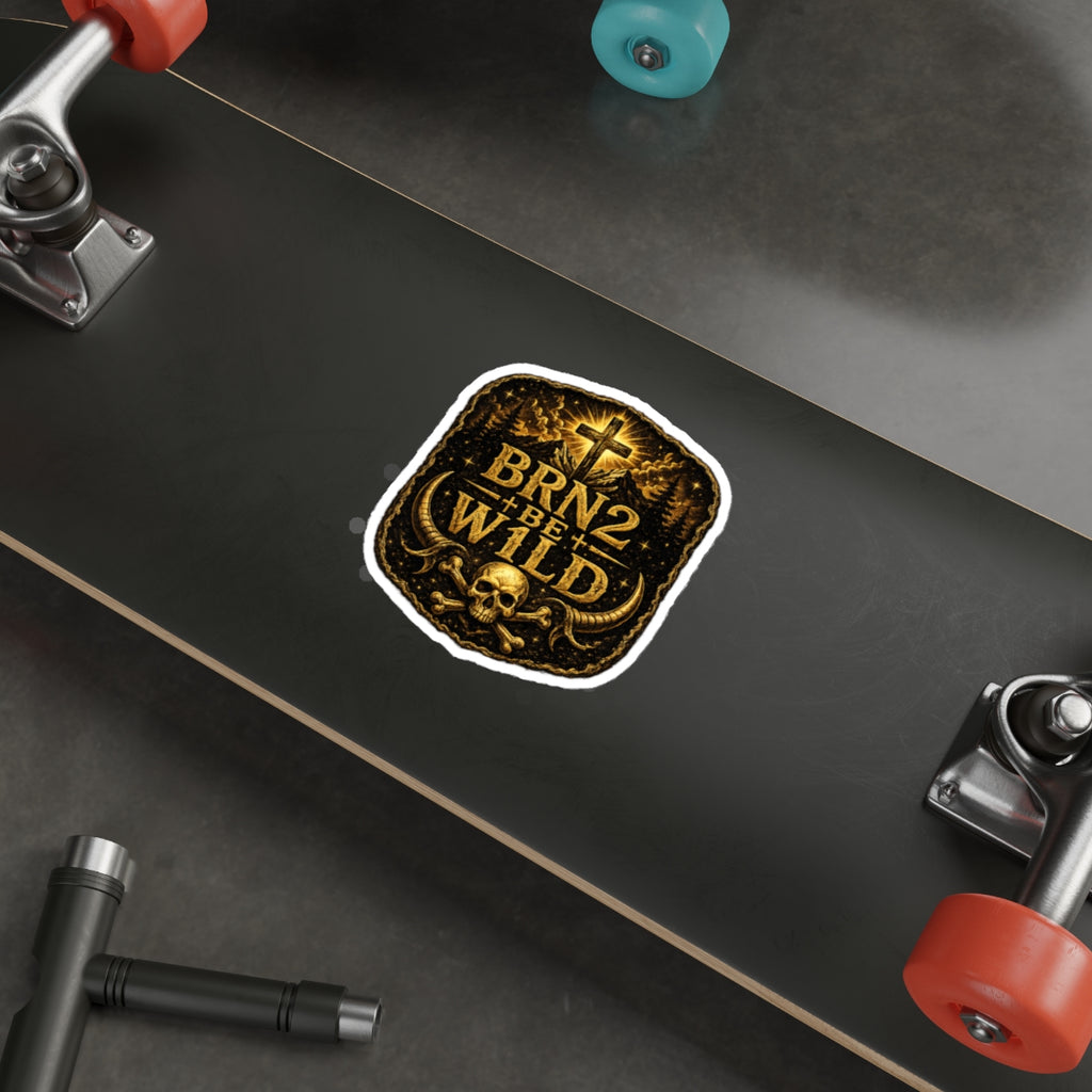 BRN2BEW1LD Gold Die-Cut Sticker