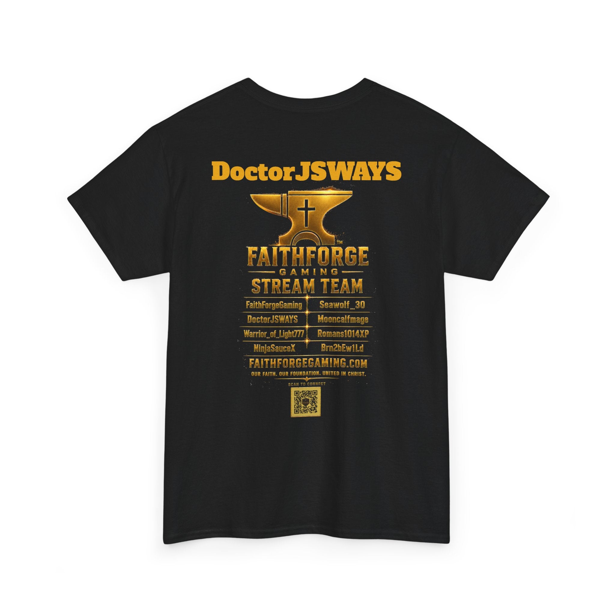 FaithForgeGaming Tee — FaithForge Stream Team Black Graphic T‑Shirt -DoctorJSWAYS
