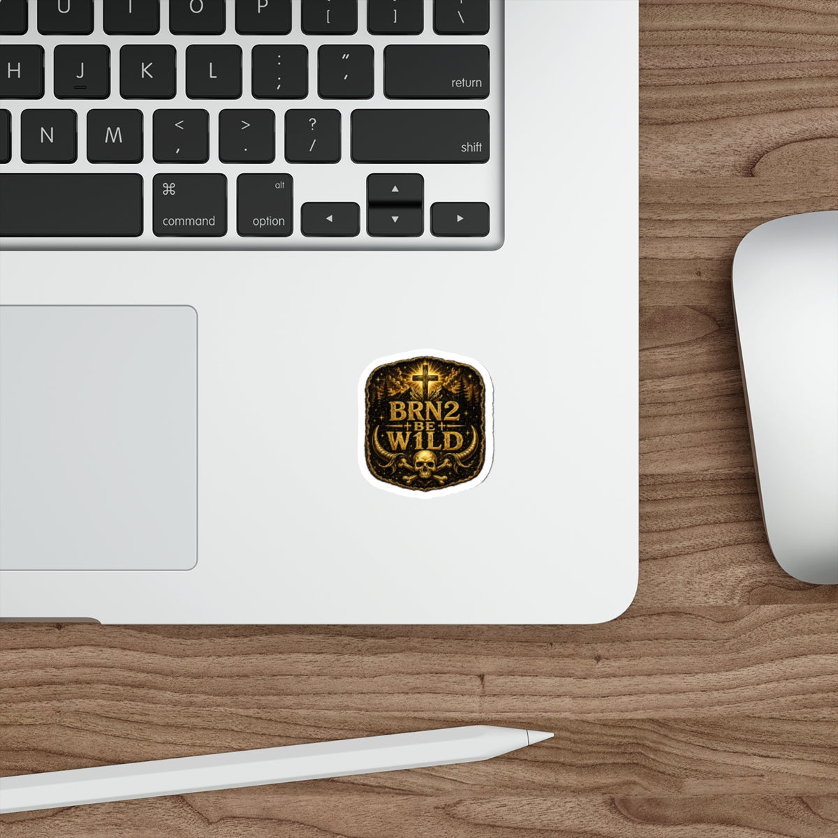 BRN2BEW1LD Gold Die-Cut Sticker