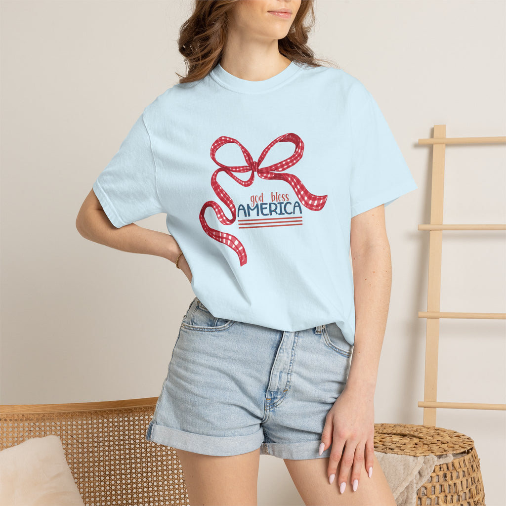Patriotic Bow T-Shirt — God Bless America Fourth of July Tee