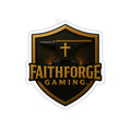 Indoor Faithforge Gaming Shield Die-Cut Sticker — Anvil & Cross Shield Logo