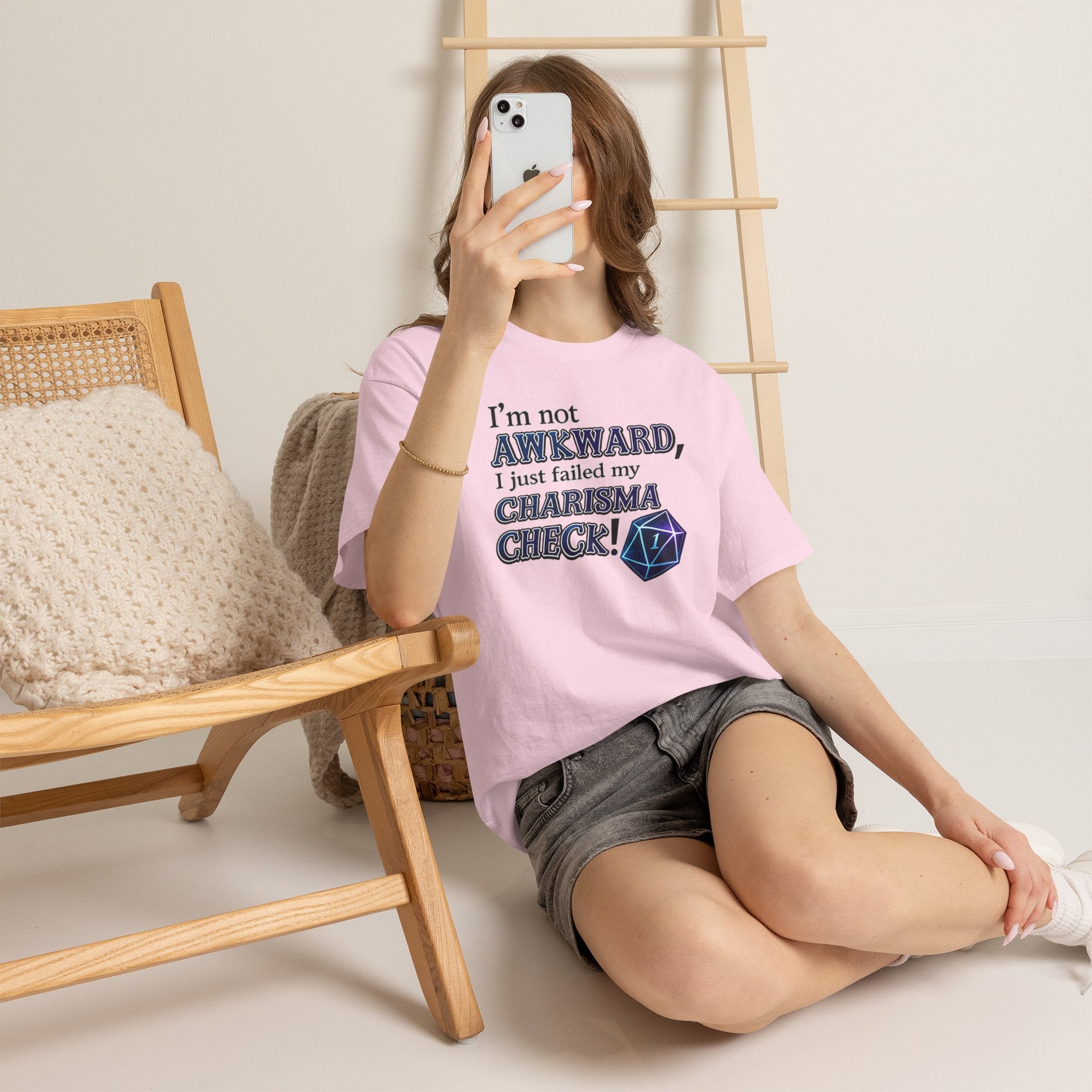 T-Shirt - "I’m Not Awkward, I Just Failed My Charisma Check" D20 RPG Tee