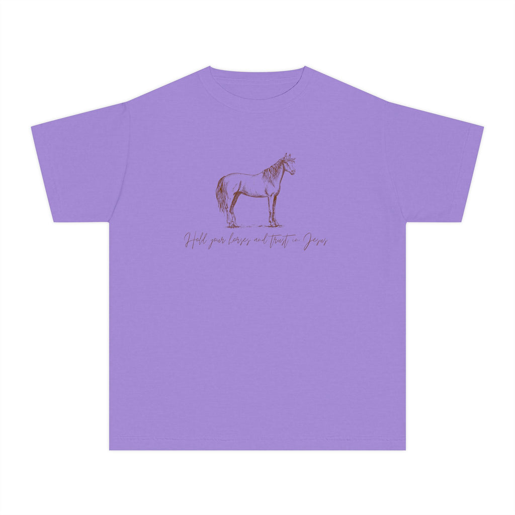 Youth Horse Sketch Tee – "Hold your horses and the pasture" Graphic T-Shirt