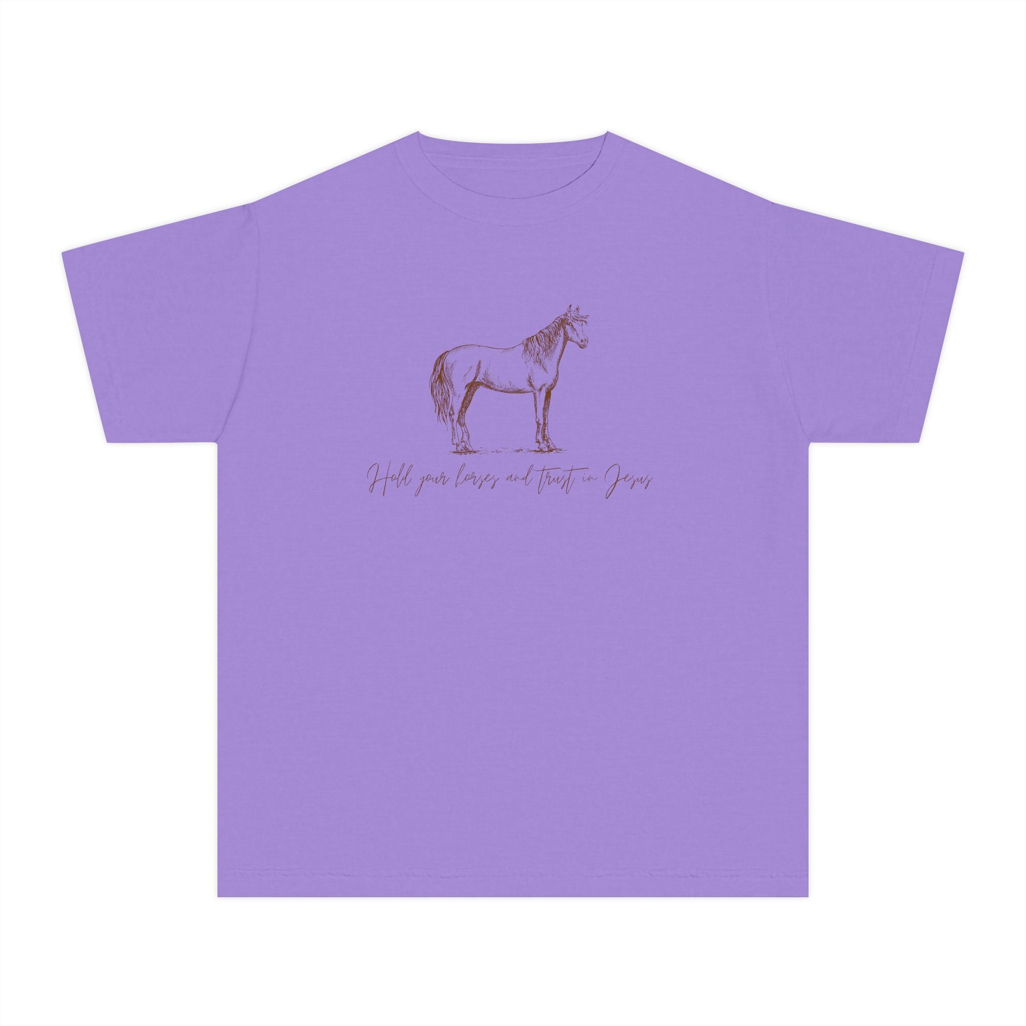 Youth Horse Sketch Tee – "Hold your horses and the pasture" Graphic T-Shirt