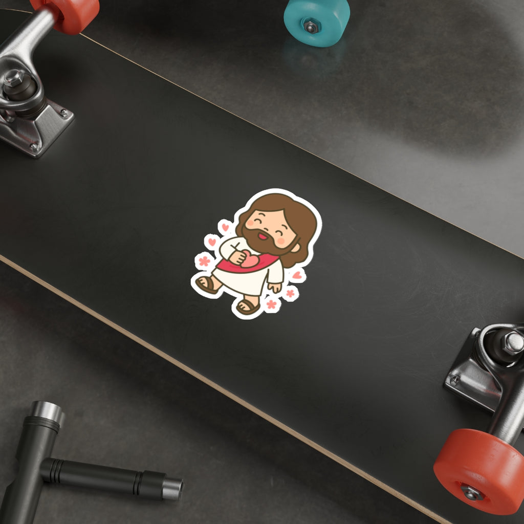 Cute Jesus Die-Cut Sticker — Christian Faith Sticker for Laptops, Bibles & Gifts