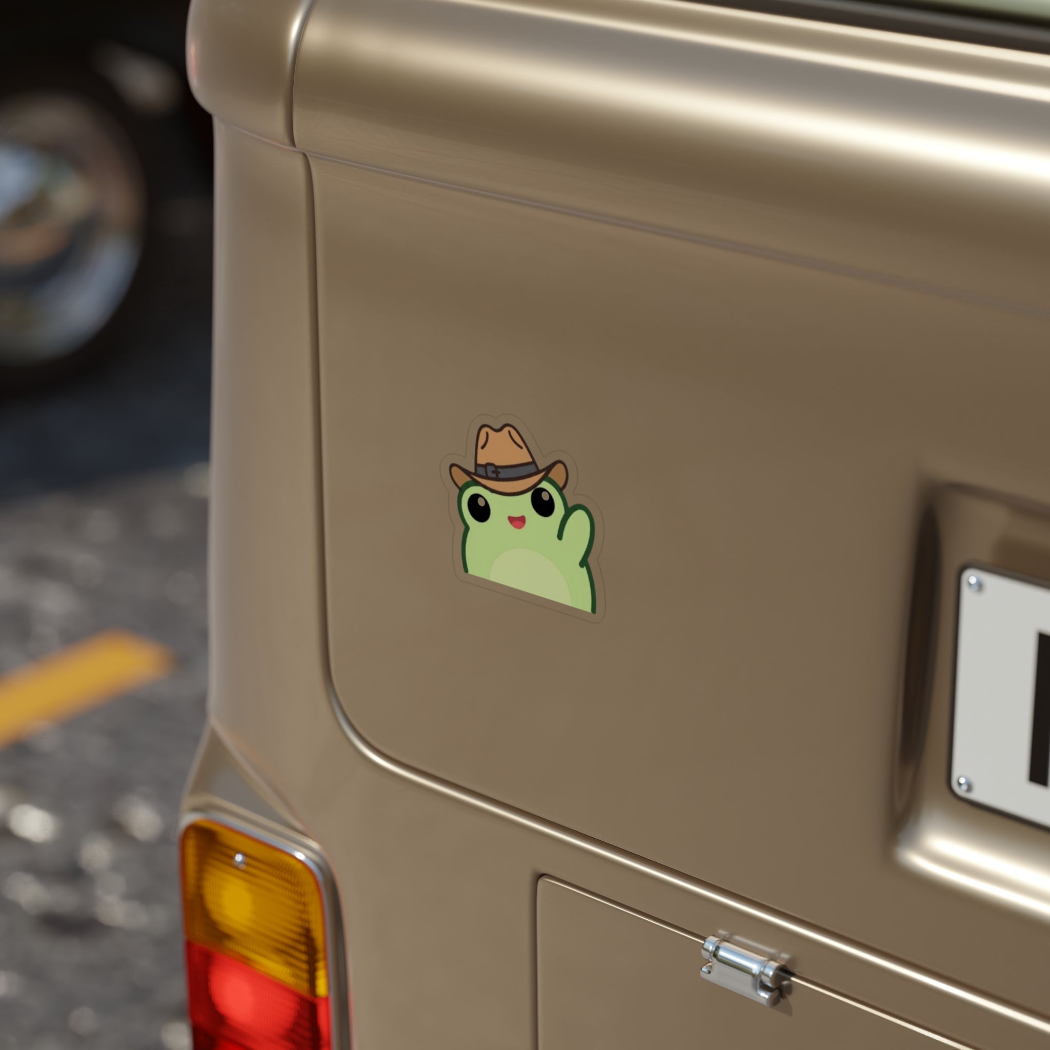 Waving Frog Die-Cut Outdoor Sticker - Waterproof Transparent Logo Decal