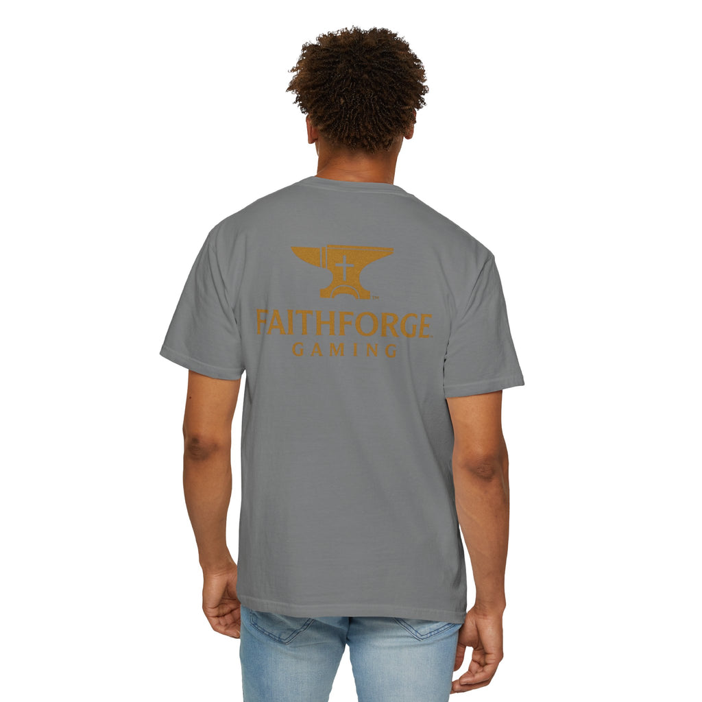 FaithForge Gaming T-Shirt — Logo Tee with Anvil & Cross (Christian Gamer Apparel)