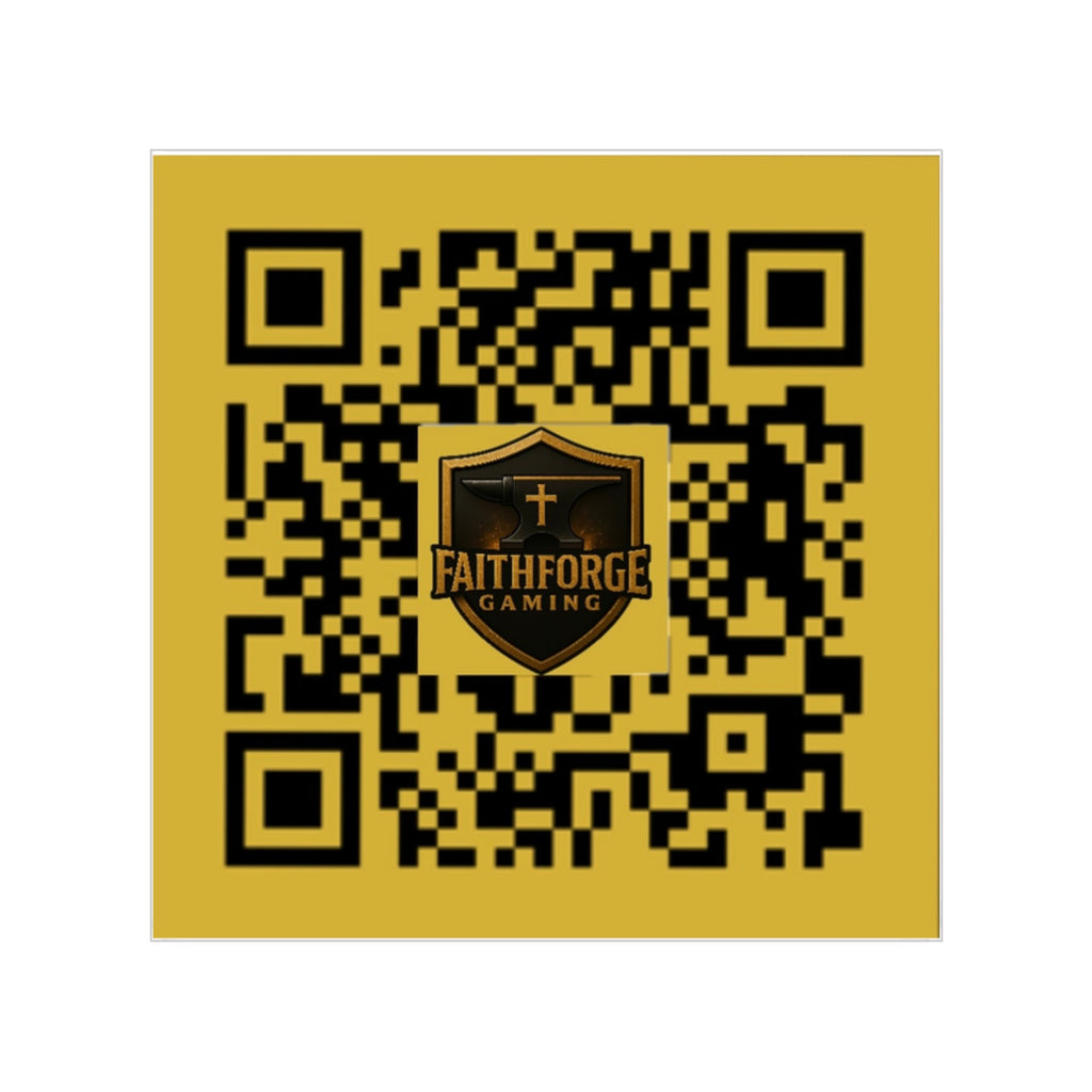 FaithForgeGaming.com QR Clear Sticker — Square Outdoor Transparent Sticker Best on Light Surfaces