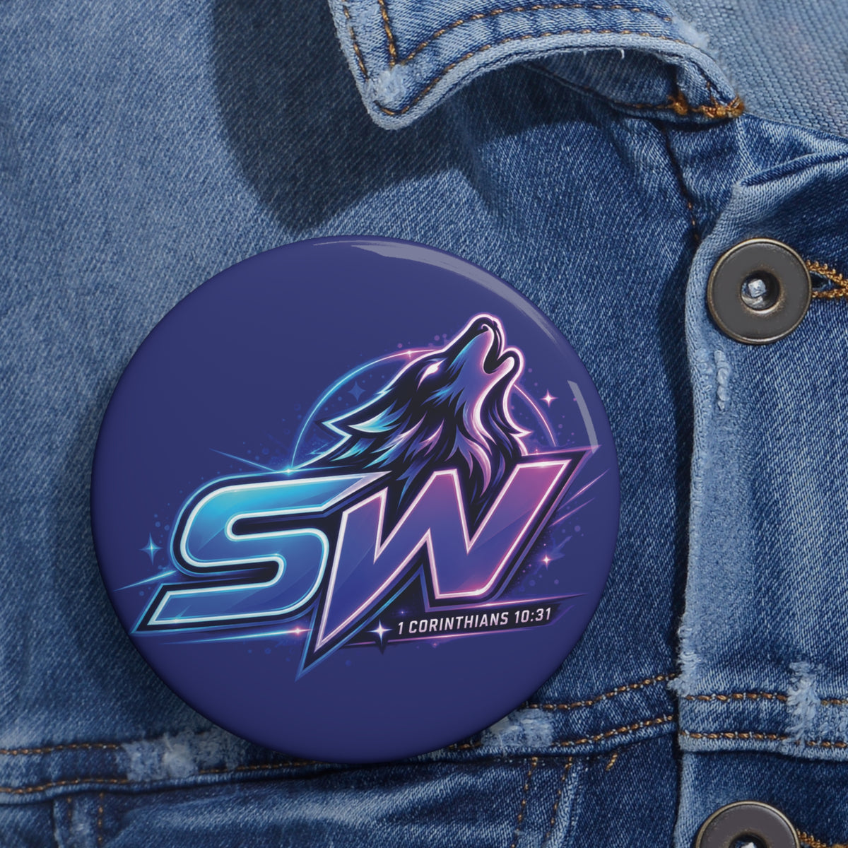 Seawolf_30 Mascot Pin Button — Custom Enamel-Style Badge