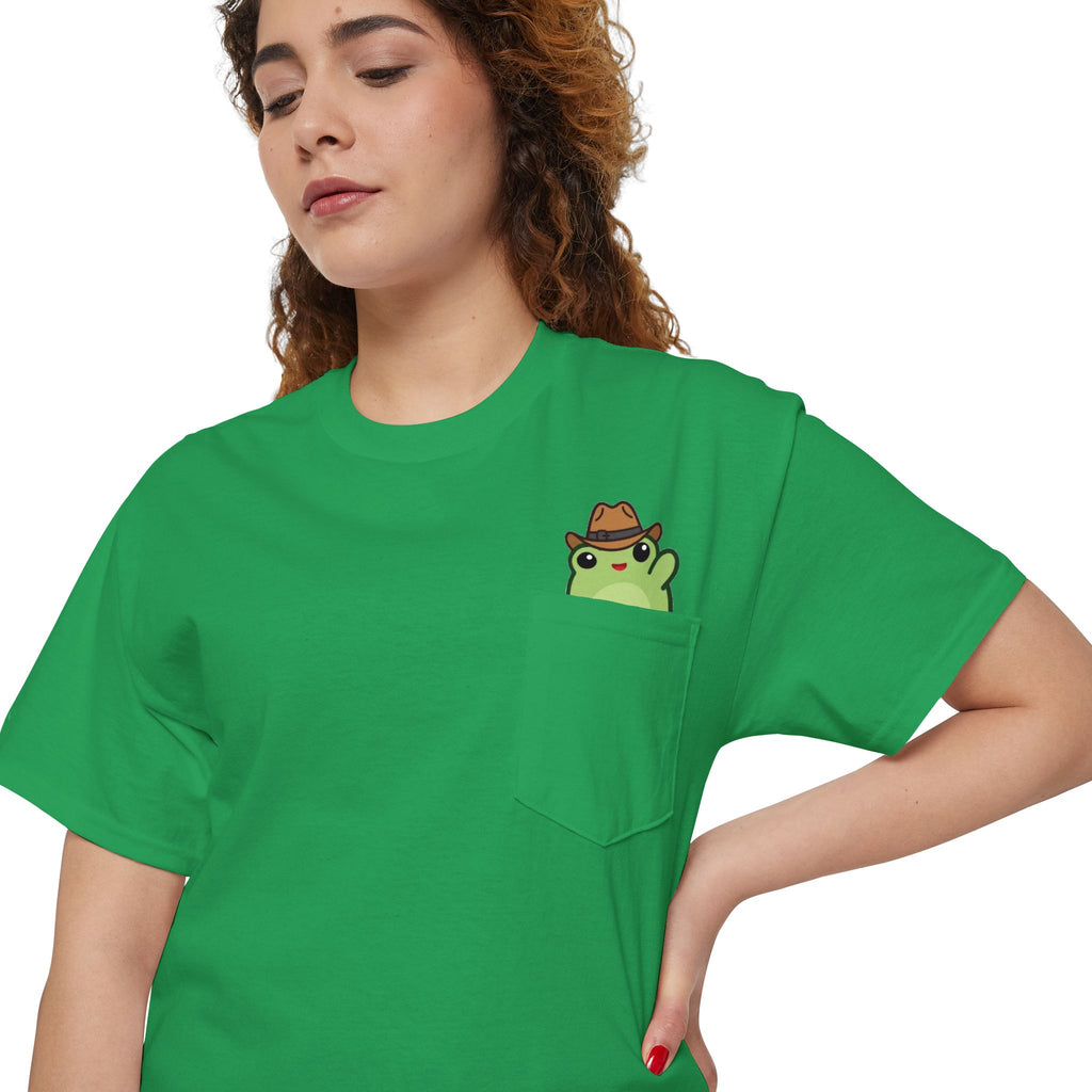 Pocket Frog Tee — Cute Cowboy Frog Pocket Graphic T-Shirt