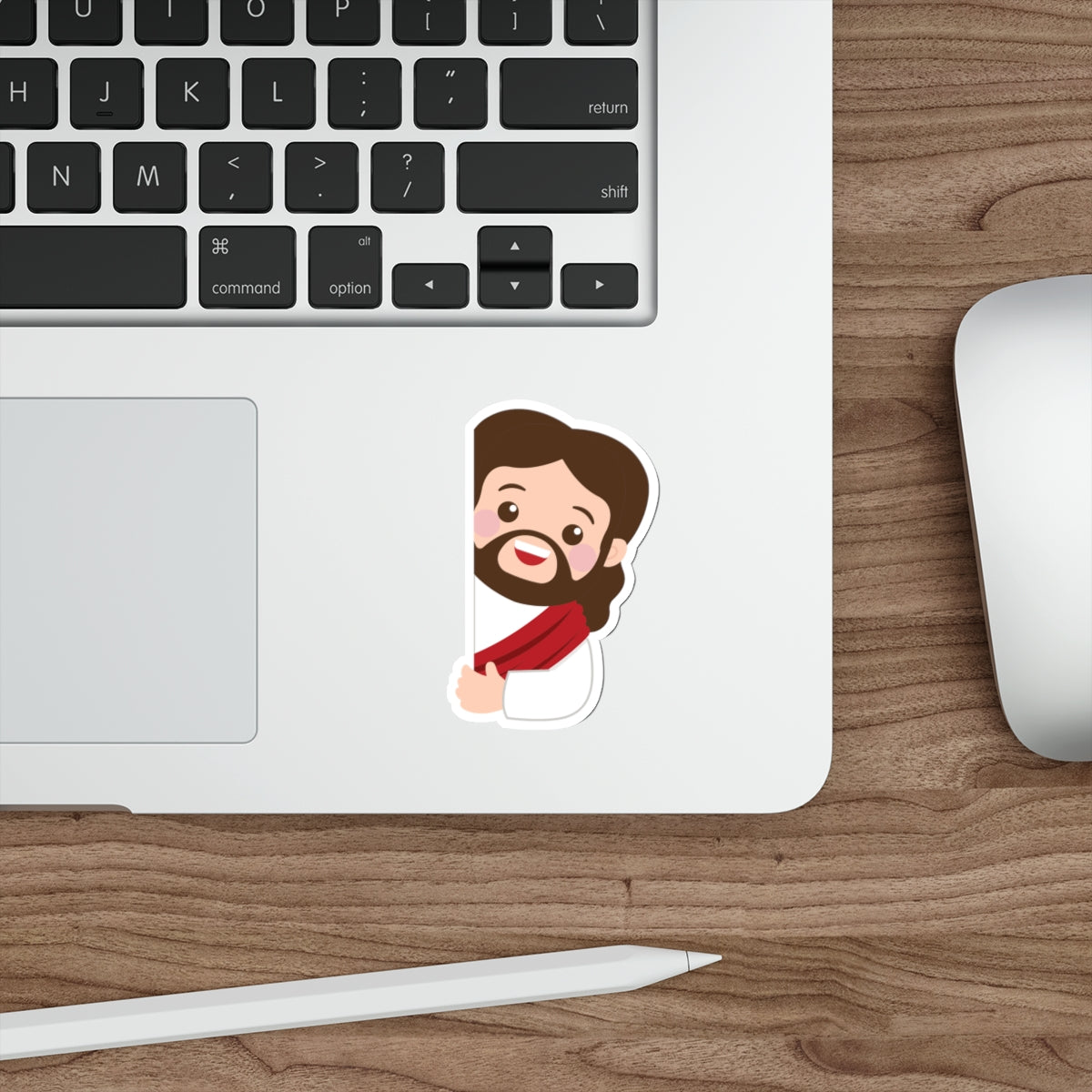 Cute Jesus Die-Cut Sticker — Christian Faith Emoji Sticker for Laptops, Bibles & Gifts