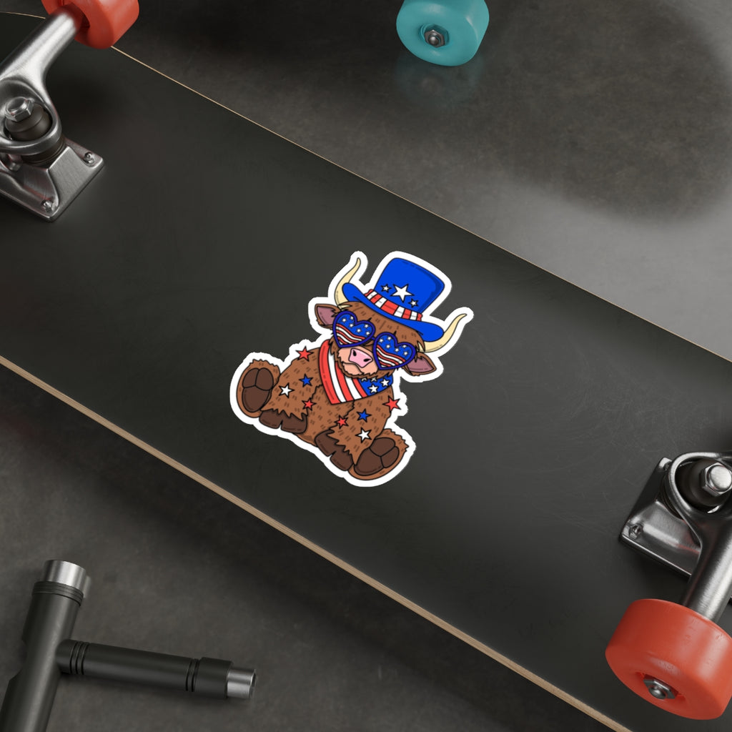 Patriotic Sticker Pack — Star Spangled Bull 4th of July Red White Blue Die-Cut Stickers
