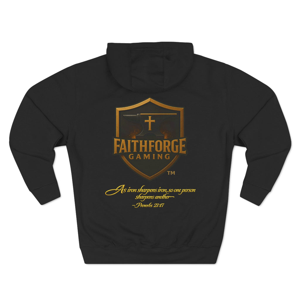 Faithforge Gaming Hoodie — Faith Quote Shield Logo Fleece Hoodie