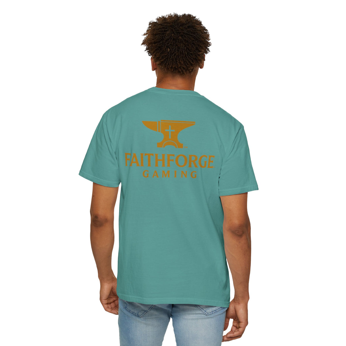 FaithForge Gaming T-Shirt — Logo Tee with Anvil & Cross (Christian Gamer Apparel)