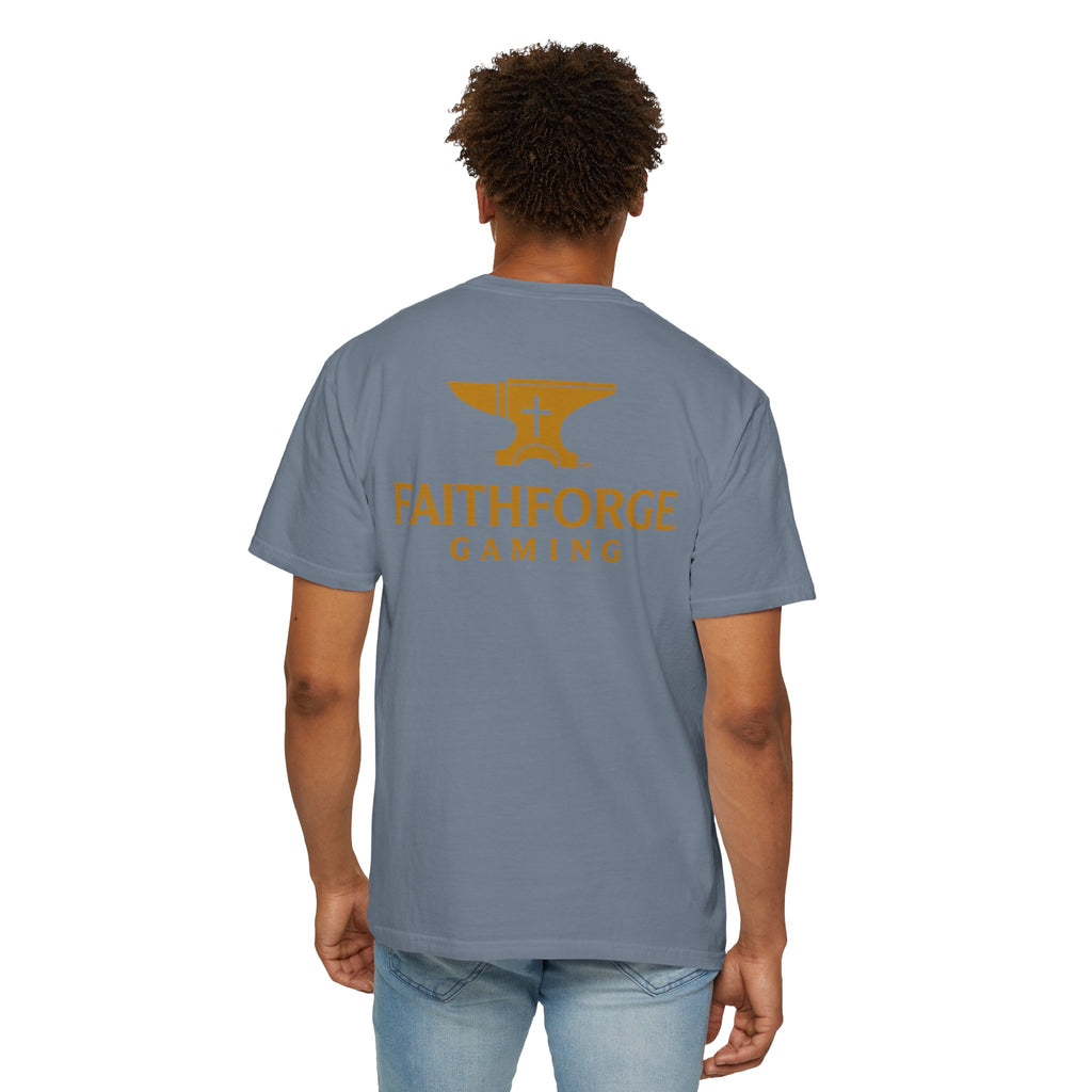 FaithForge Gaming T-Shirt — Logo Tee with Anvil & Cross (Christian Gamer Apparel)