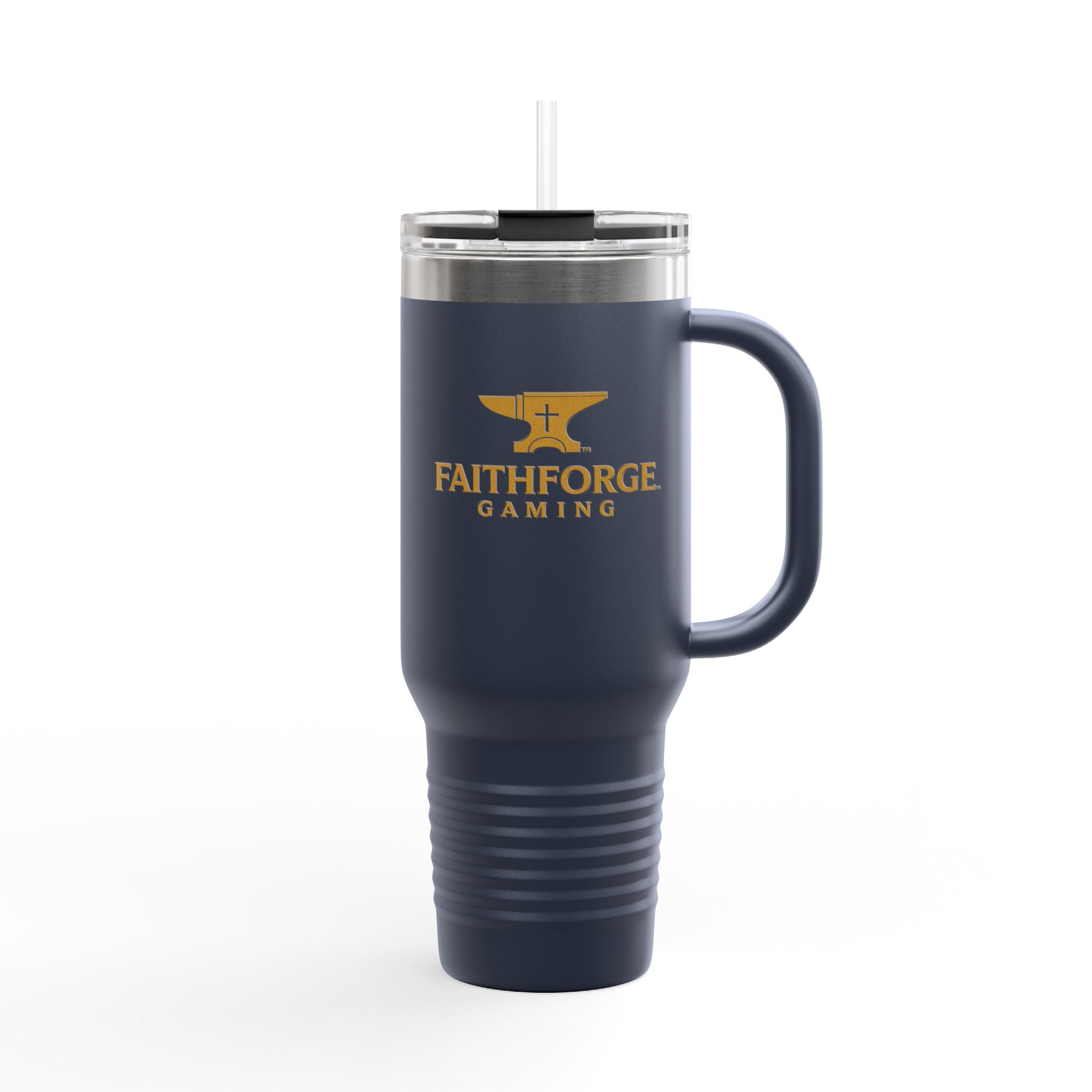 40oz Insulated Travel Mug — FaithForge Gaming Logo
