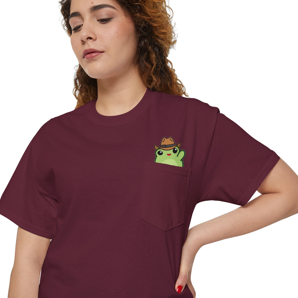 Pocket Frog Tee — Cute Cowboy Frog Pocket Graphic T-Shirt