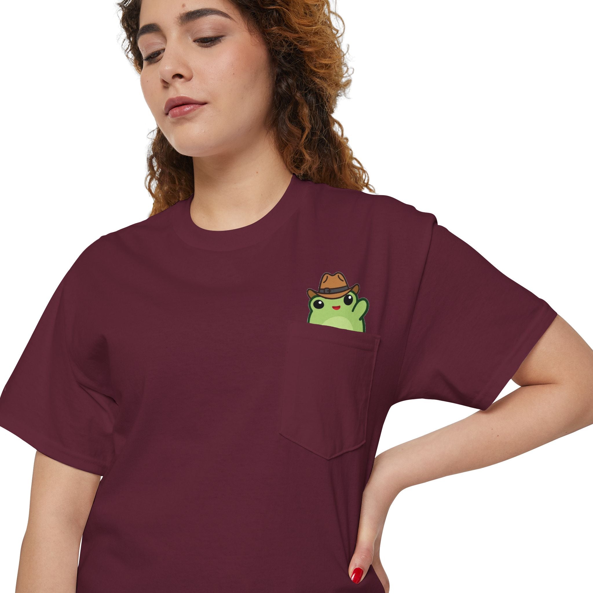 Pocket Frog Tee — Cute Cowboy Frog Pocket Graphic T-Shirt