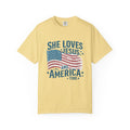 She Loves Jesus and America T-Shirt — Patriotic Christian Flag Tee