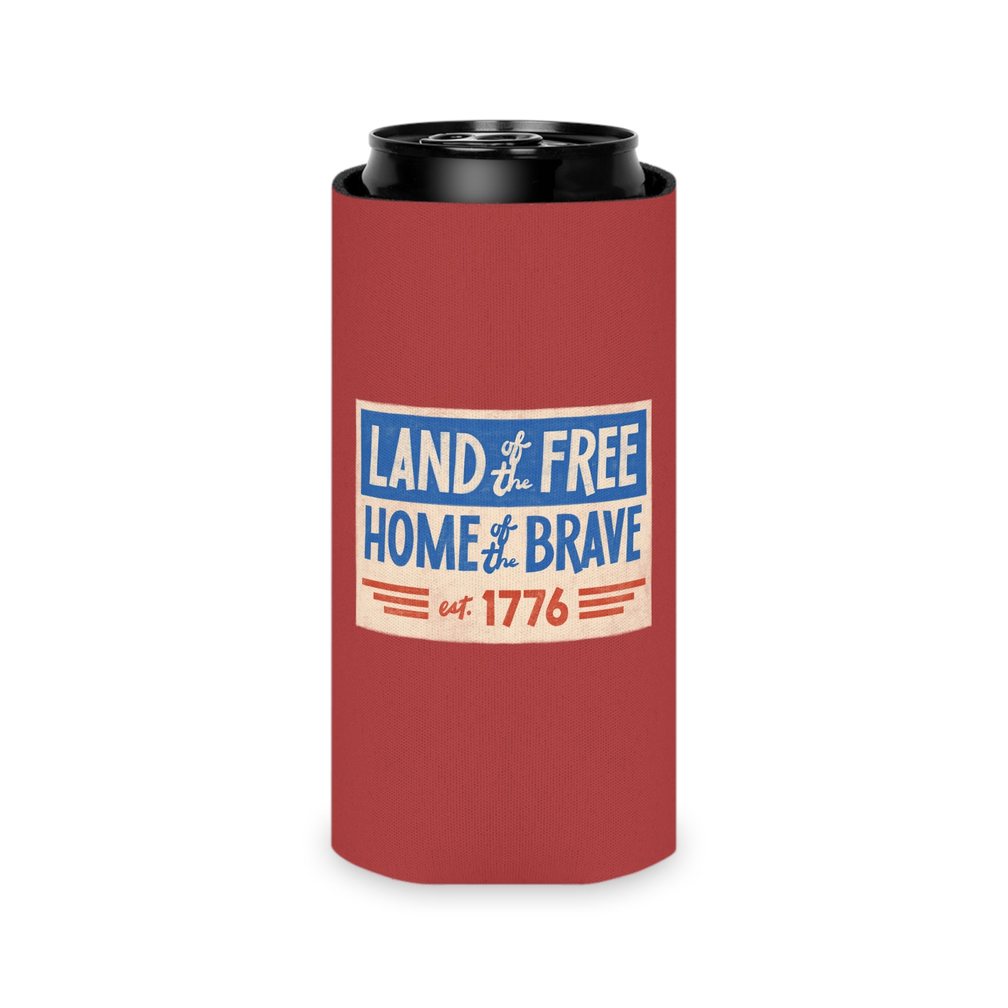 Patriotic 'Land of the Free, Home of the Brave' Can Cooler