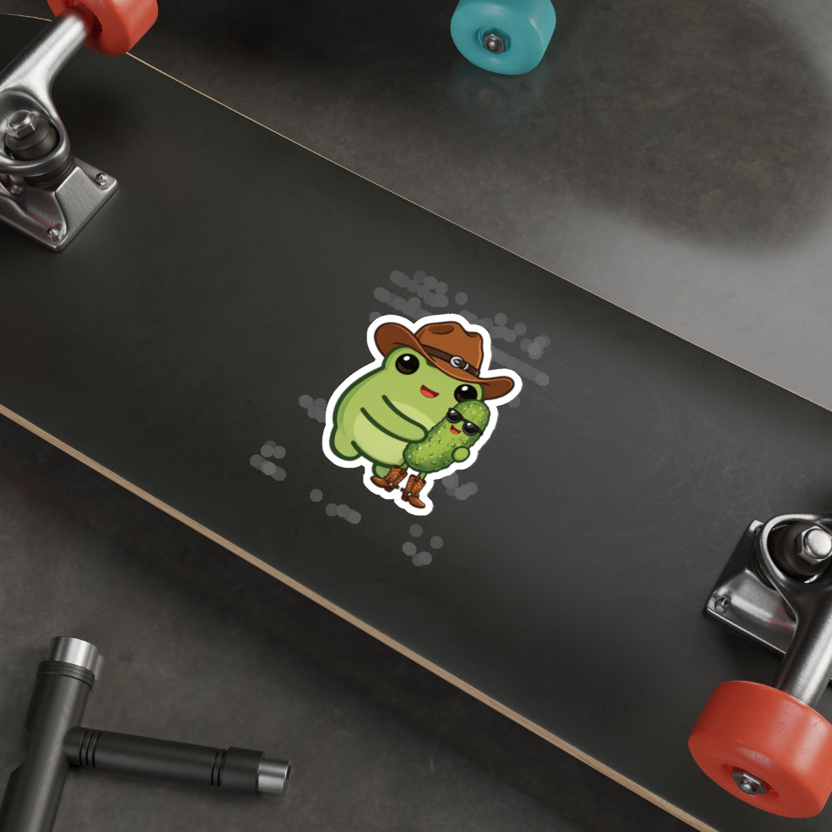 Cute Cowgirl Frog & Pickle Die-Cut Sticker —  Western Sticker
