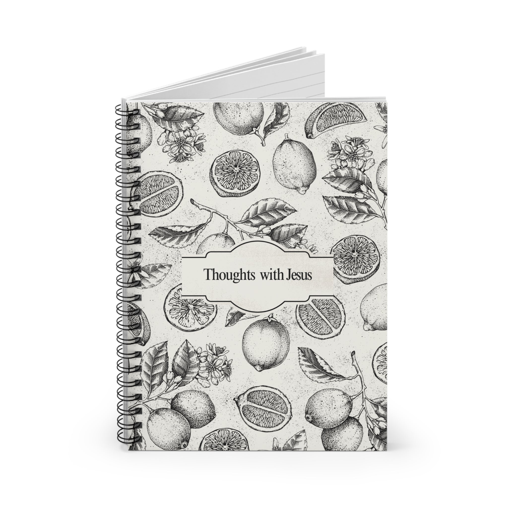Thoughts with Jesus Spiral Notebook — Vintage Citrus Floral Journal (Ruled)