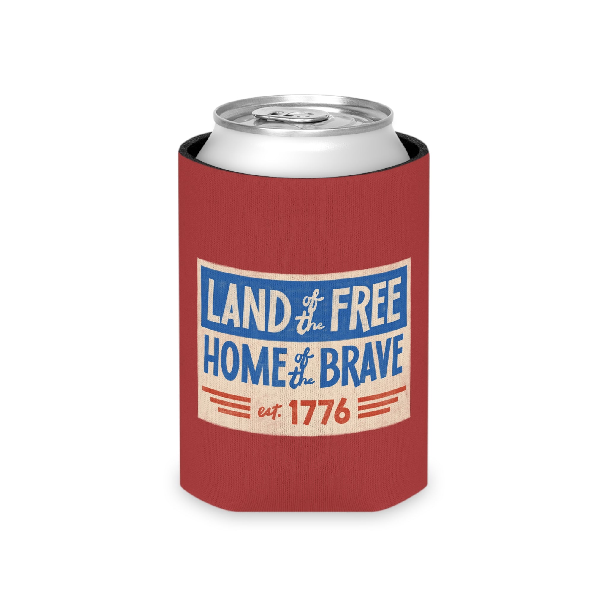Patriotic 'Land of the Free, Home of the Brave' Can Cooler