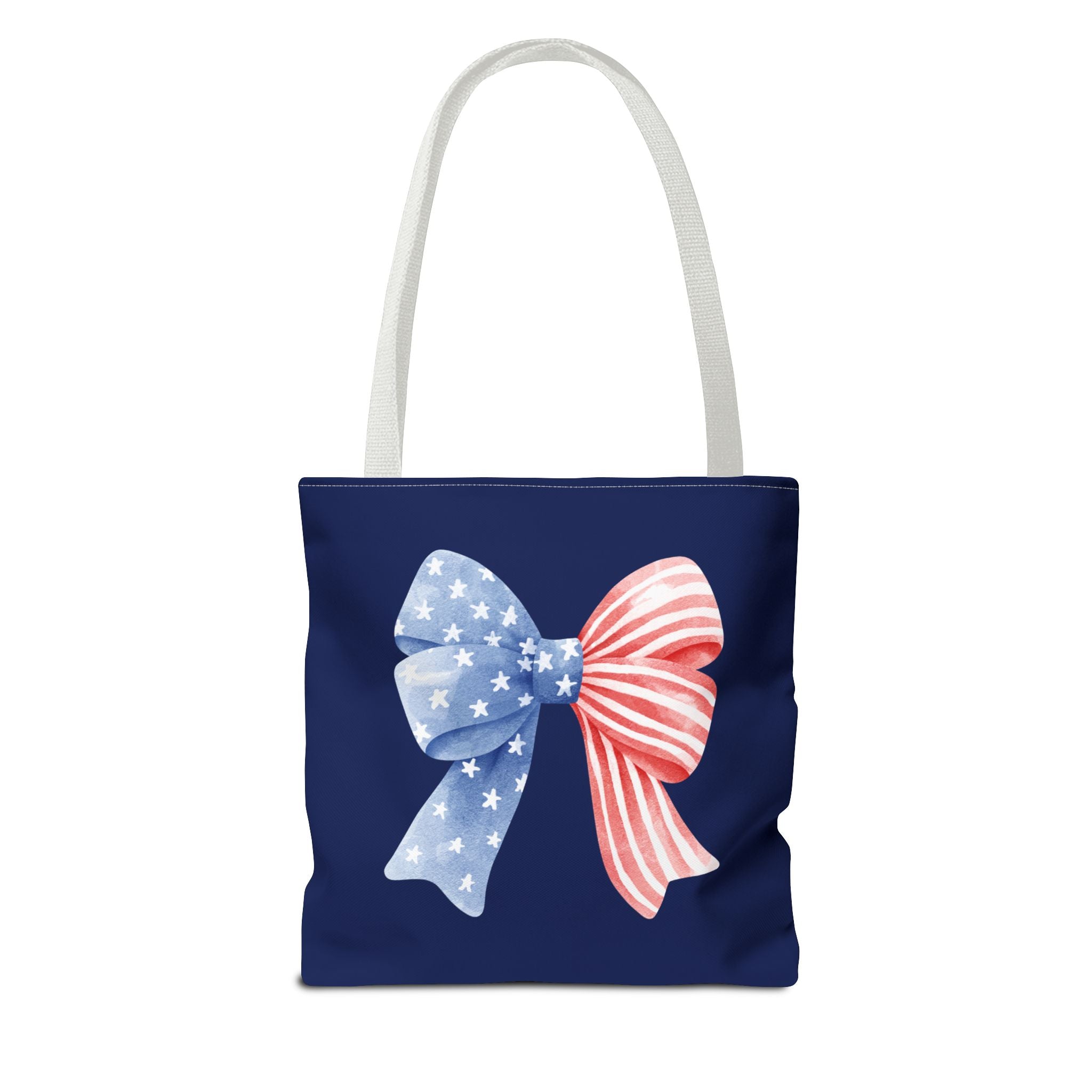 Patriotic Bow Tote Bag — American Flag Red White Blue Ribbon Tote