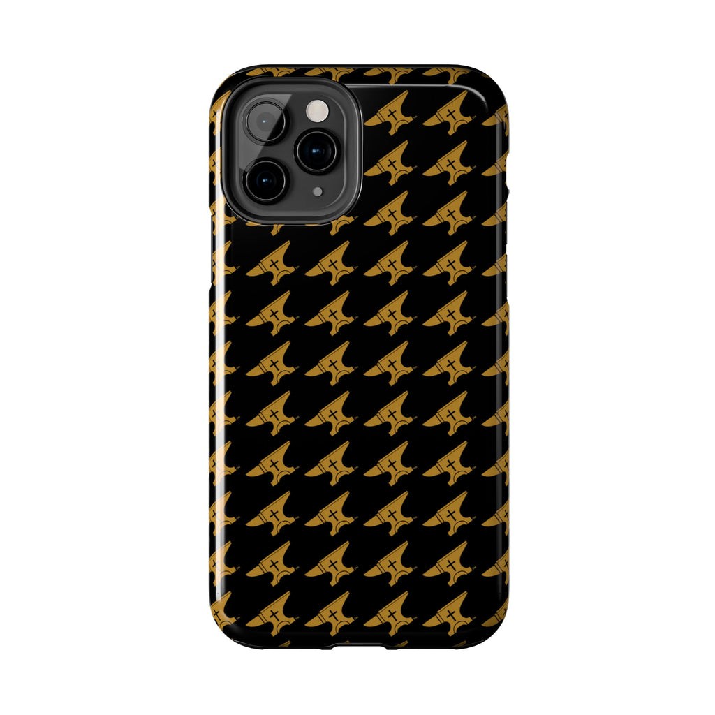 Gold Anvil Pattern Tough Phone Case — Durable Black & Metallic Repeat ...