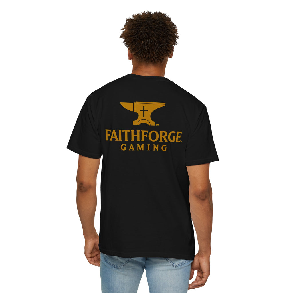 FaithForge Gaming T-Shirt — Logo Tee with Anvil & Cross (Christian Gamer Apparel)