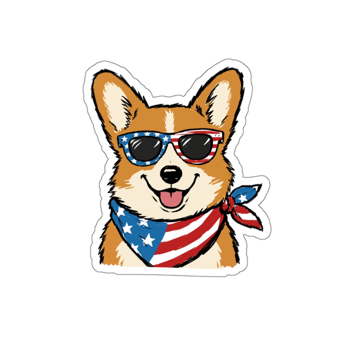 Patriotic Sticker Pack — Cool Corgi 4th of July Red White Blue Die-Cut Stickers