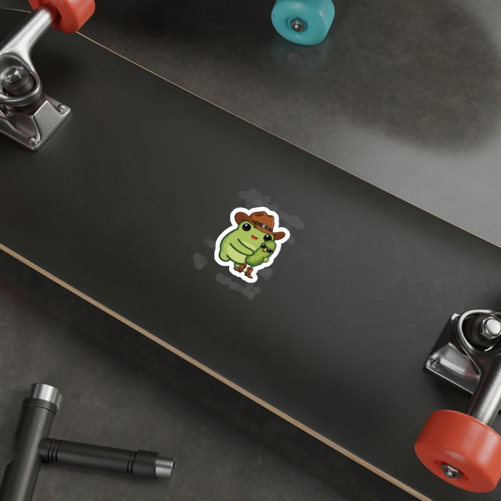 Cute Cowgirl Frog & Pickle Die-Cut Sticker —  Western Sticker