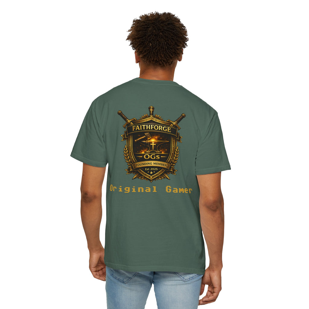 FaithForge OG Gaming T-Shirt — Logo Tee with Anvil & Cross (Christian Gamer Apparel)
