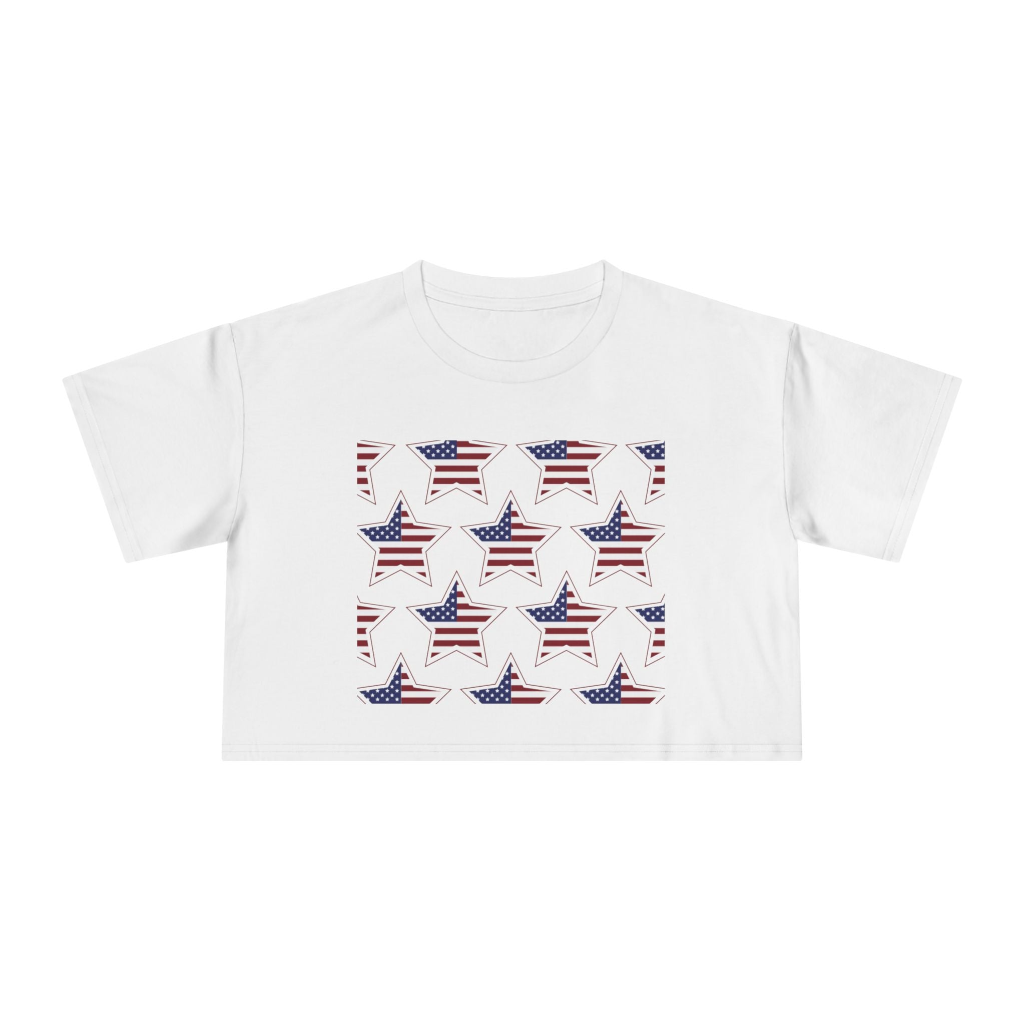 Women's Crop Tee — 'God Bless America' Patriotic Flag Print