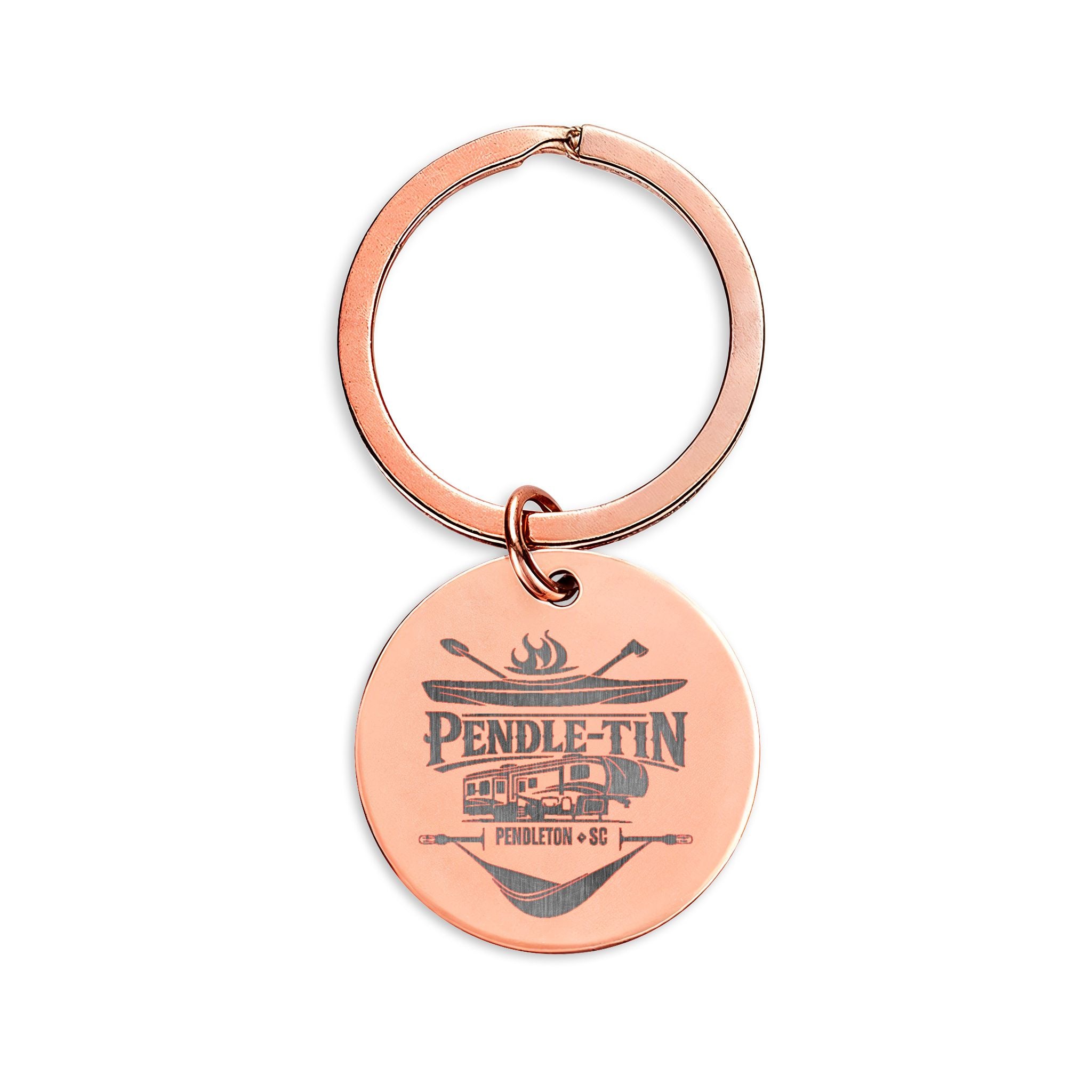 Copy of Engraved Stainless Steel Round Keychain – Pendle-tin & QR Code