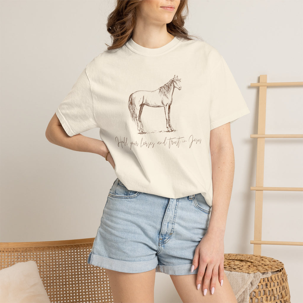 Horse Sketch T‑Shirt — Minimalist Handwritten Quote Tee