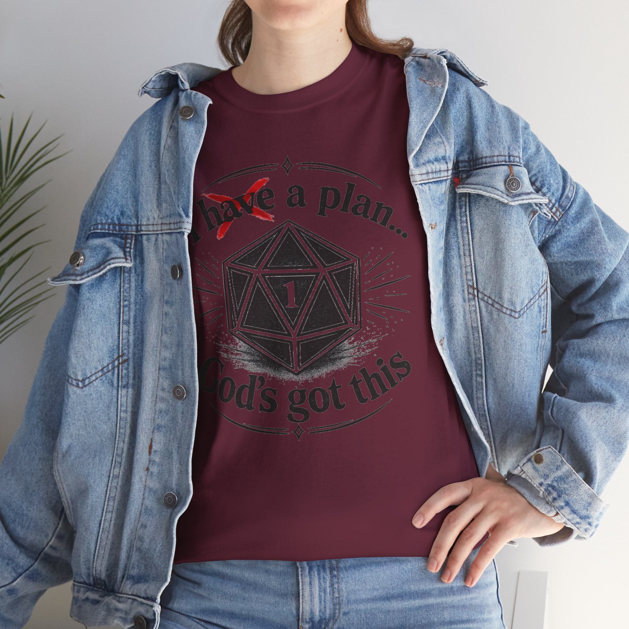 I XhaveX a plan... God’s Got This T-Shirt Dark — D20 Dice Faith Gamer Tee
