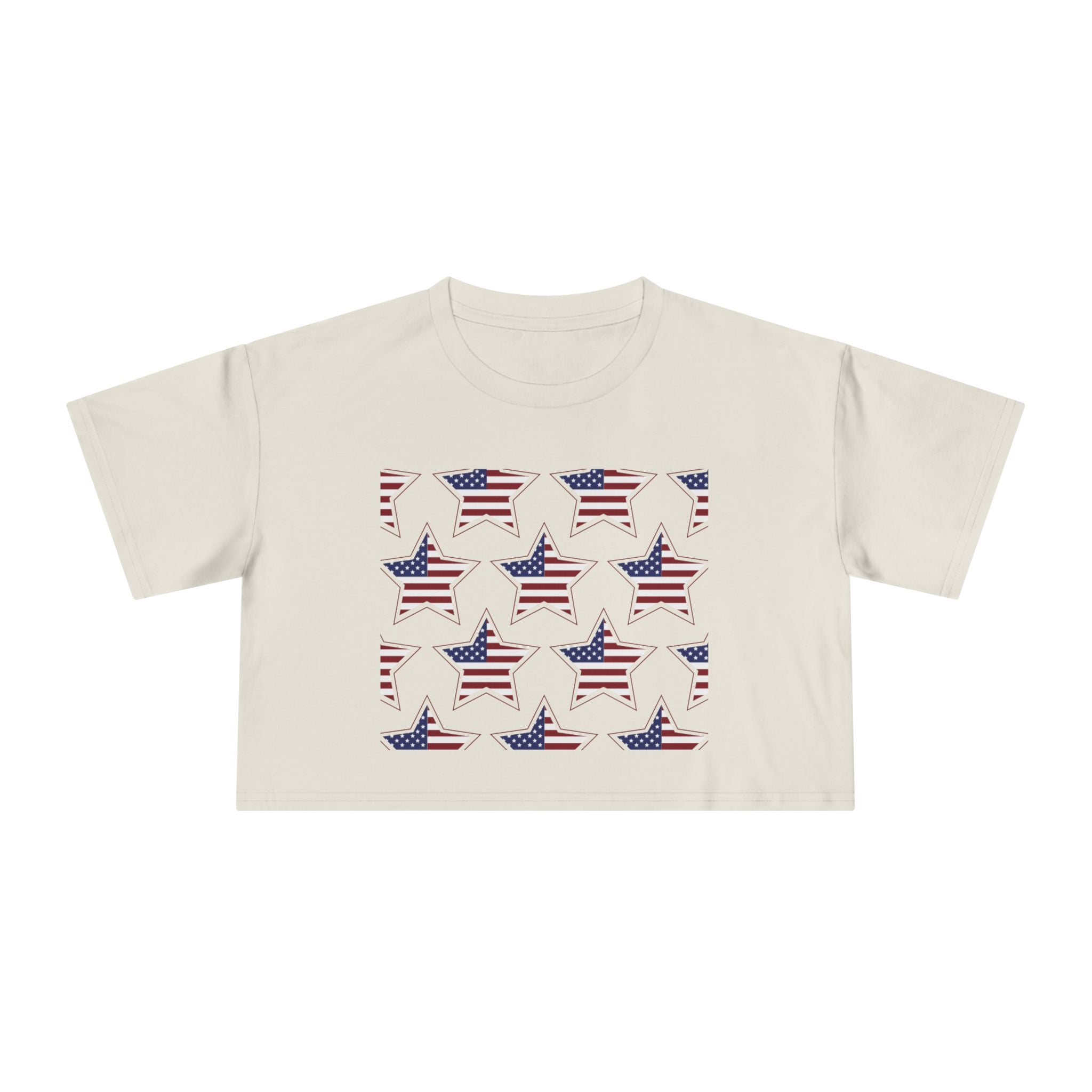 Women's Crop Tee — 'God Bless America' Patriotic Flag Print