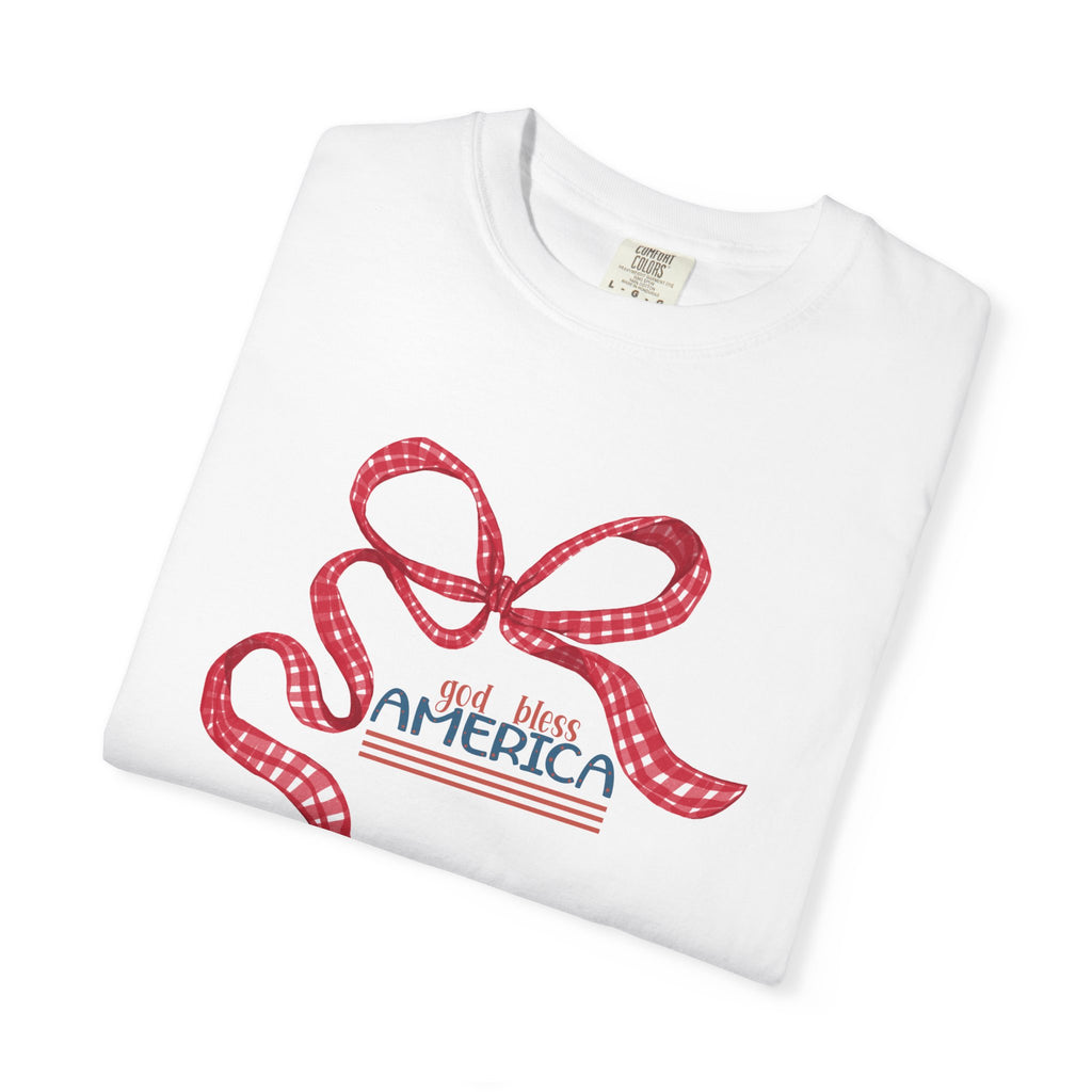 Patriotic Bow T-Shirt — God Bless America Fourth of July Tee