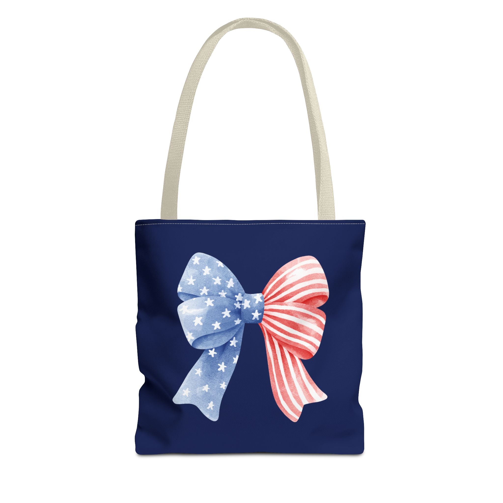 Patriotic Bow Tote Bag — American Flag Red White Blue Ribbon Tote