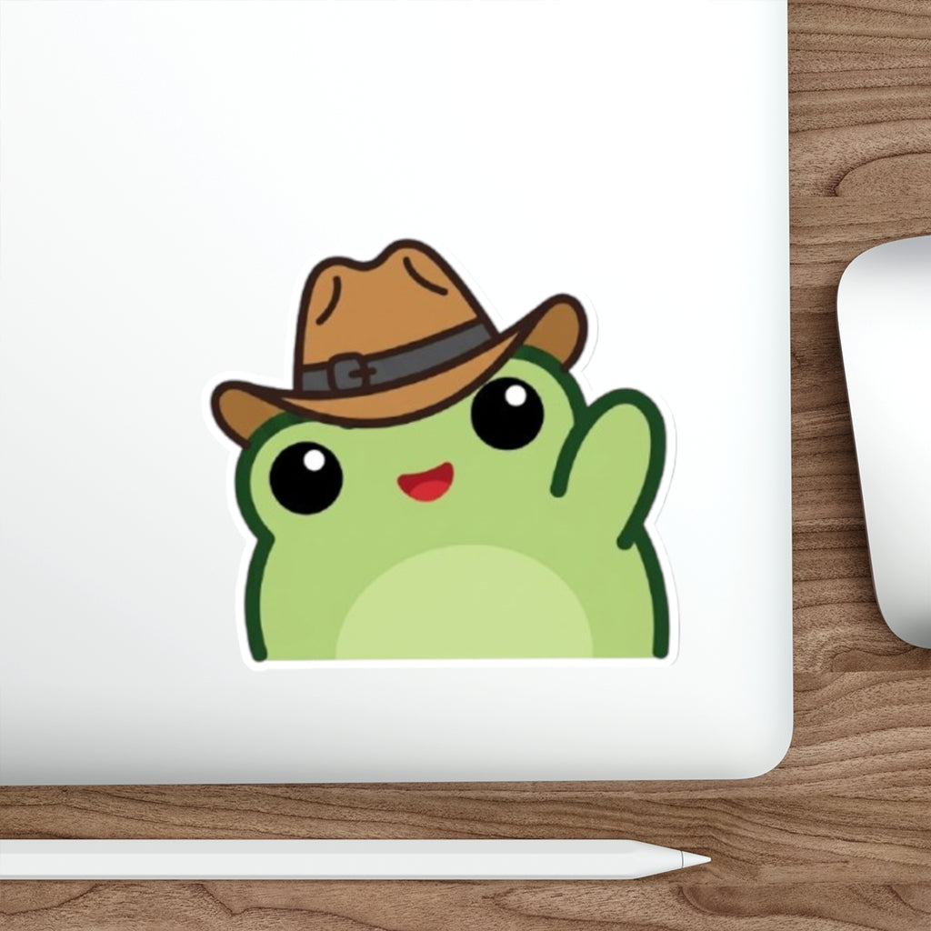 Waving Frog Die-Cut Sticker Waving