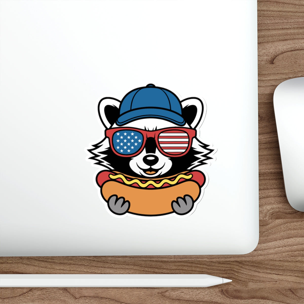 Patriotic Sticker Pack — Trash Panda w/ hotdog 4th of July Red White Blue Die-Cut Stickers