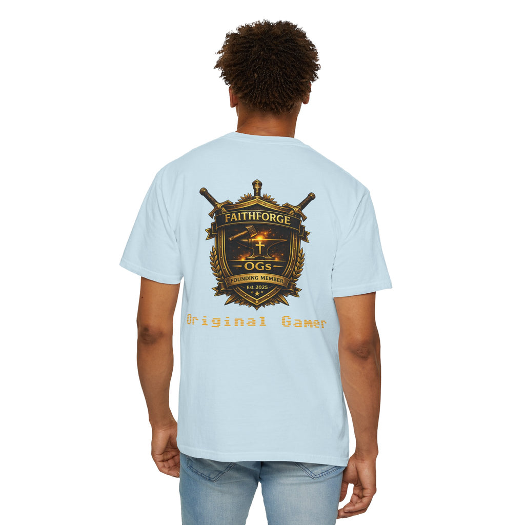 FaithForge OG Gaming T-Shirt — Logo Tee with Anvil & Cross (Christian Gamer Apparel)