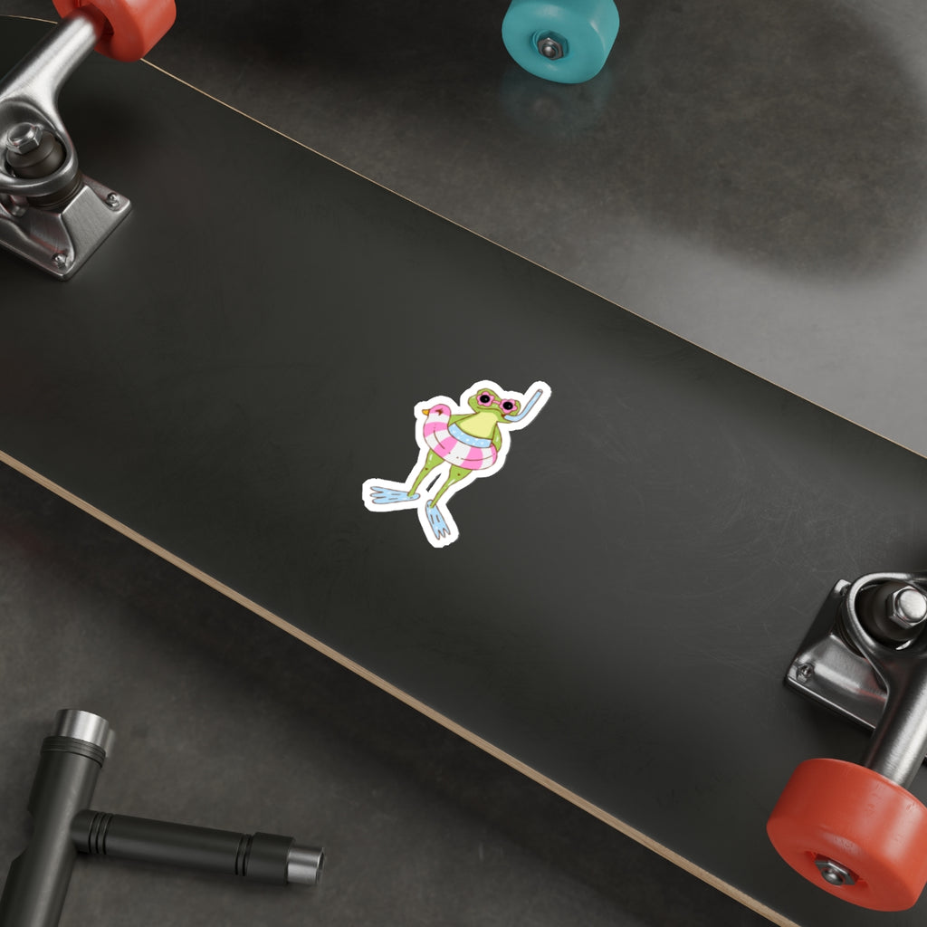 Frog in Floatie Die-Cut Sticker